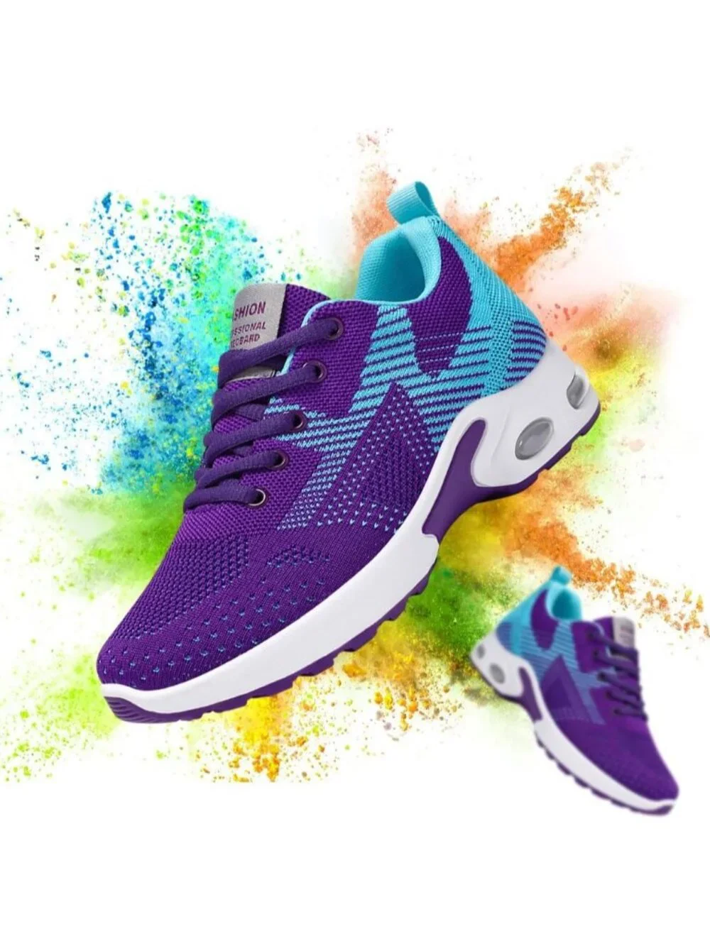 Women's Blue Purple Lightweight Air Cushion Mesh Breathable Casual Sneakers